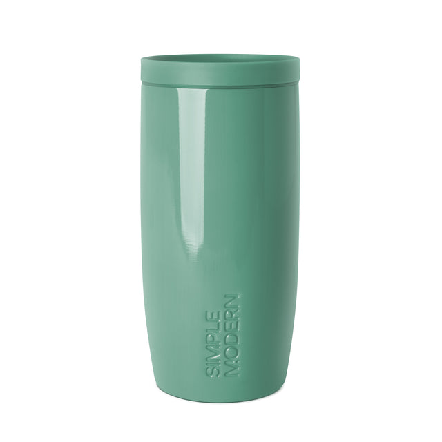Matte sage green tumbler with subtle light reflections on the front surface, displayed against a plain background
