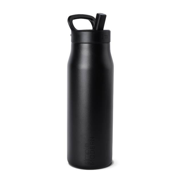 Matte black product with sleek design on white background