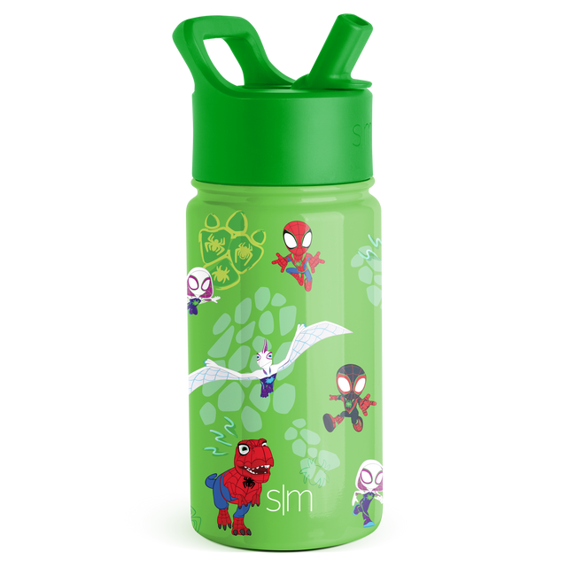 Bright green spray bottle with forest green cap and straw assembly, product image SM-S-14-MV-SPD-DW.