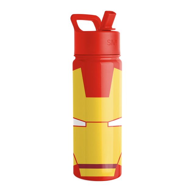 Yellow and red color-blocked spray bottle with bright yellow body, red cap, upper section, and horizontal stripe accent.