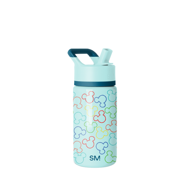 Light mint water bottle with dark teal carry handle and middle band accent