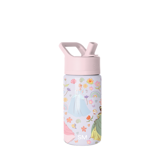 Lavender water bottle with light pink lid and carry handle