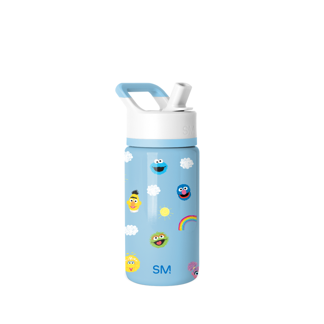Light blue Simple Modern water bottle with white top and flip-top lid, centered on white background