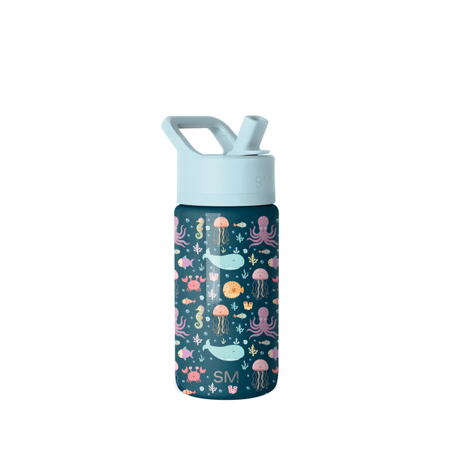 Light mint cap on deep teal water bottle against white background