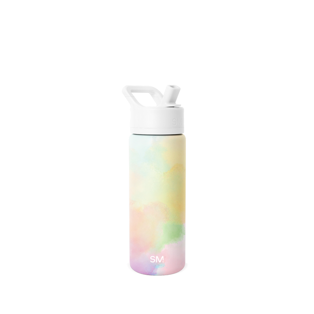 White Simple Modern water bottle with push-button cap and carrying handle