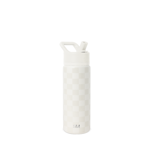 Cream-colored bottle on white background, minimal contrast design