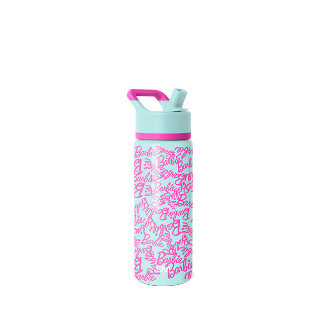 Soft mint green water bottle with hot pink accent cap and components, featuring a modern design for everyday hydration needs.