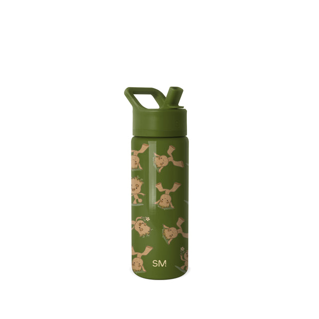 Forest green Simple Modern water bottle with cylindrical shape and curved shoulder, centered on white background