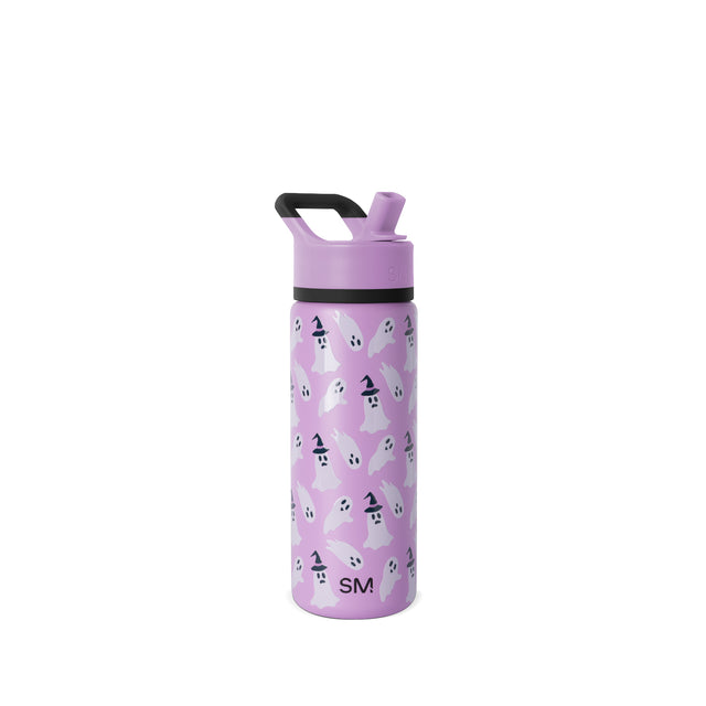 Lavender purple bottle with black handle and mid-section stripe, featuring a flip-top lid. Product image shown against white background.