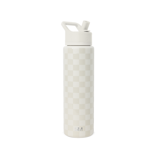Cream-colored water bottle with textured surface pattern, light ivory finish with subtle tonal variations against neutral background.