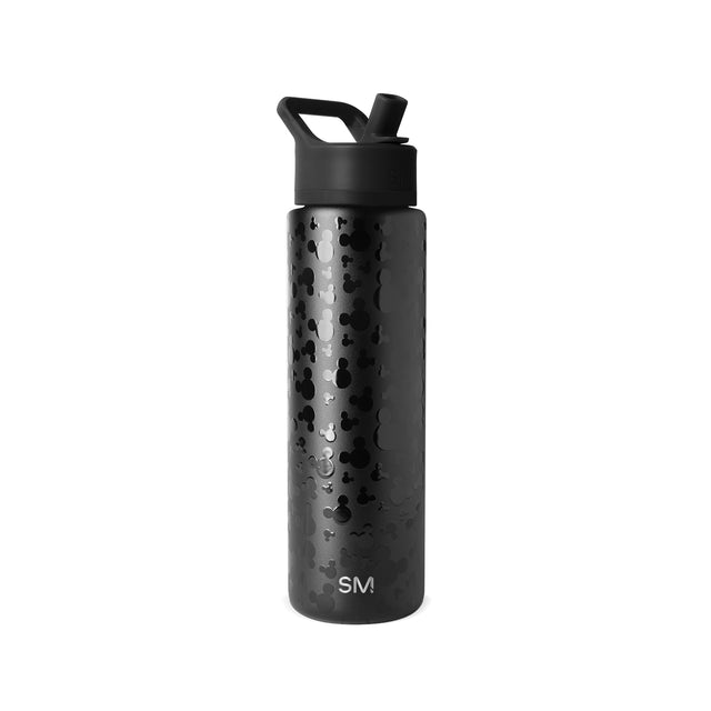 Matte black cylindrical product with water droplets and condensation beads creating silvery-gray highlights across the surface