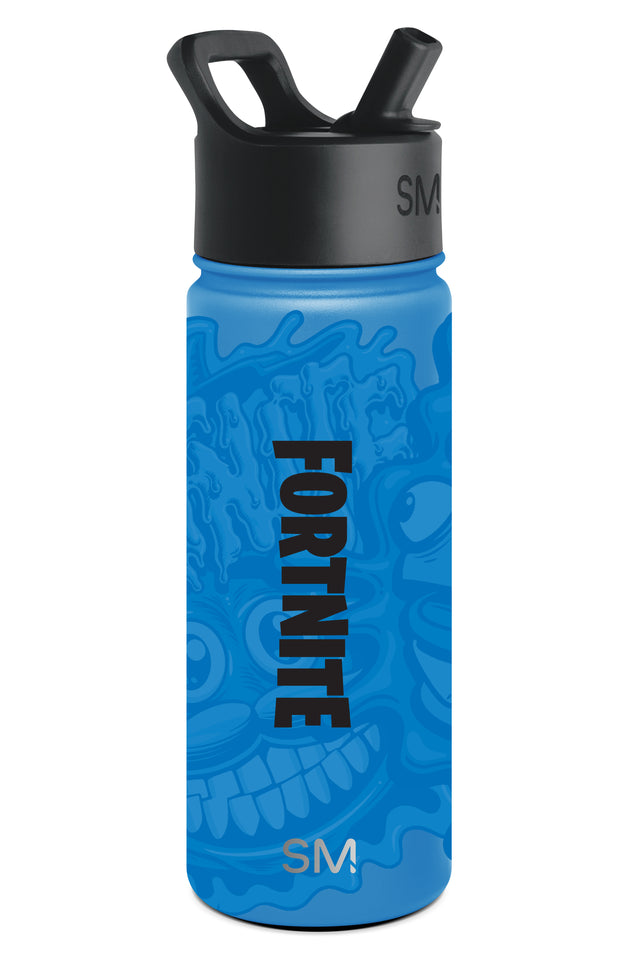 Bright blue Simple Modern water bottle with abstract swirling tonal pattern on white background