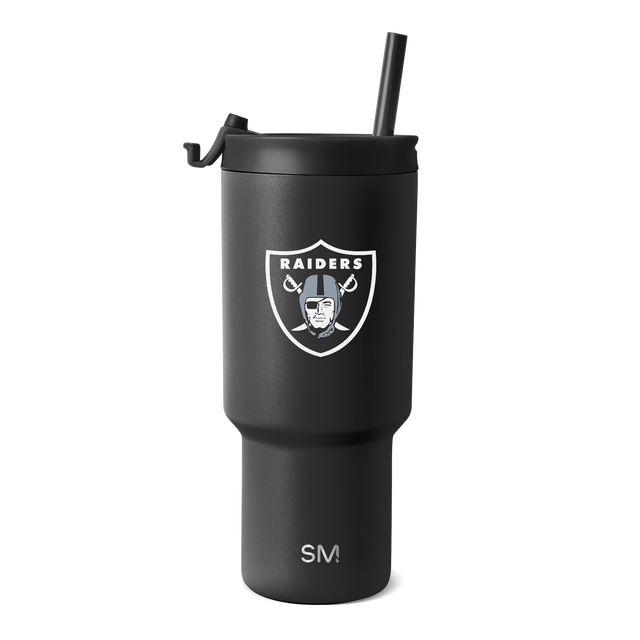 Black matte Raiders SM Tumbler with textured finish and white branding logos