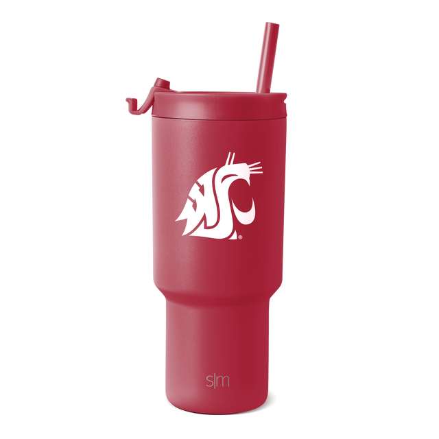 Deep crimson matte finish tumbler on white background