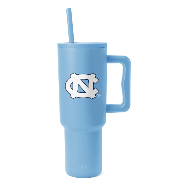 Soft sky blue tumbler with white accents and design elements, featuring a calm, approachable aesthetic in medium tone coloring.