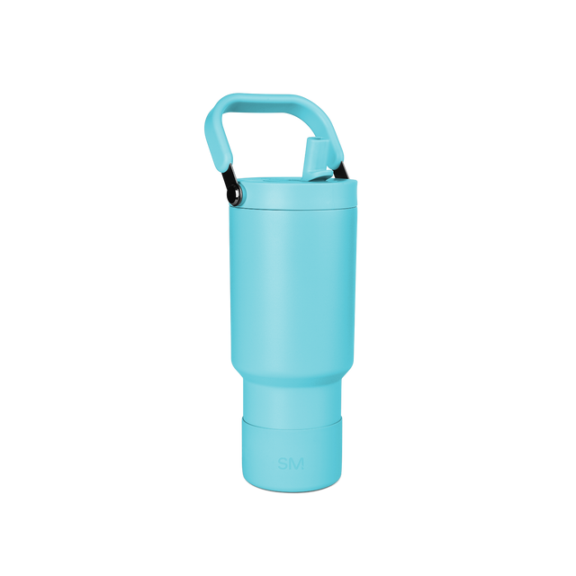 Soft turquoise water bottle with handle and base, product code TRPV-SCH-B-30-NTD-M