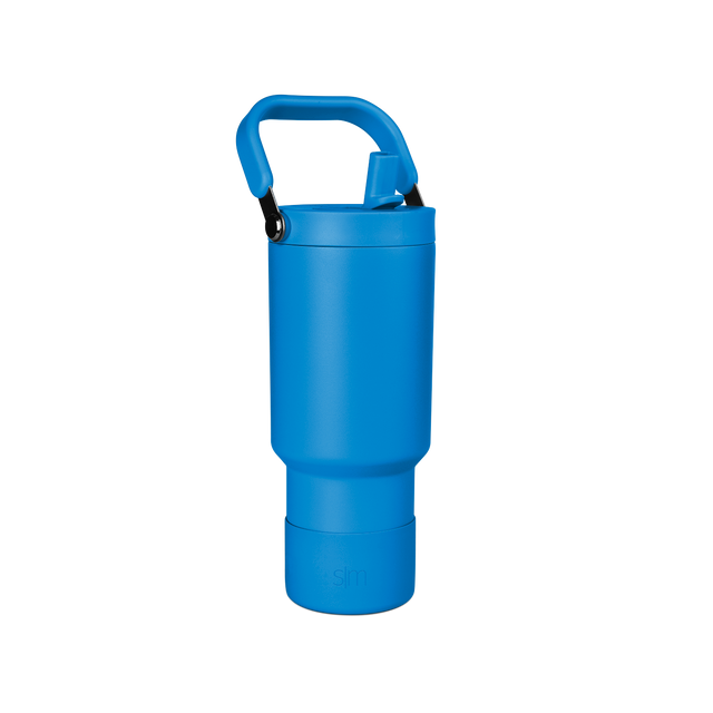 Bright blue modern drinkware with sleek minimalist design