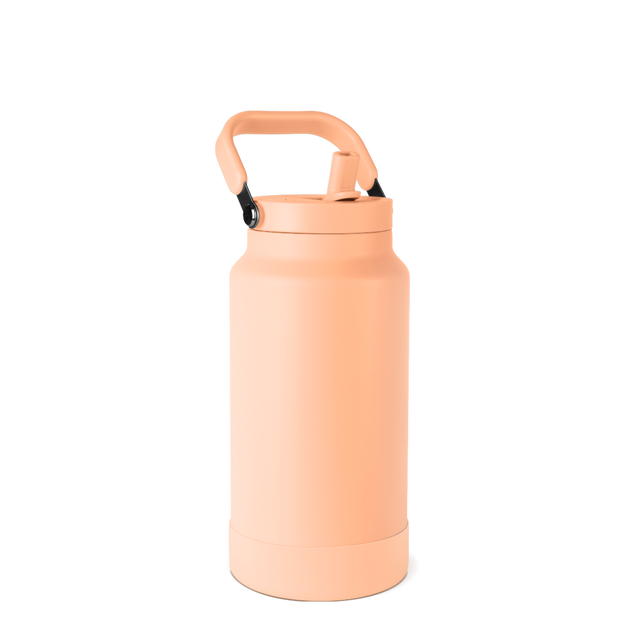 Soft peachy-salmon colored water bottle with muted pastel finish, shown against white background. Bottle features matching colored base and lid with clean, minimal design.