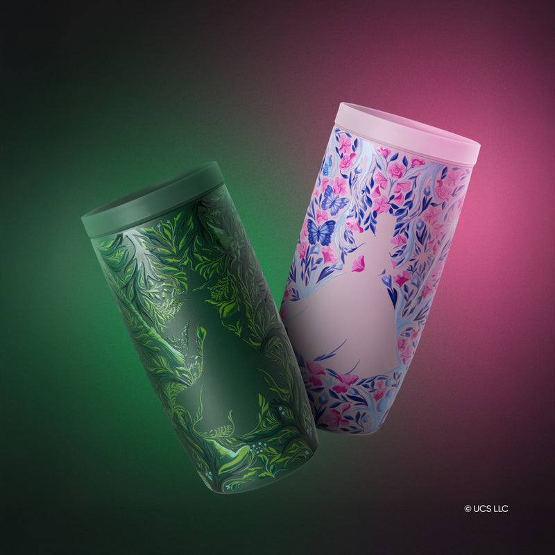 Elphaba and Glinda Wicked character themed Voyager travel mugs