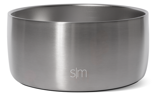 Brushed stainless steel bowl with metallic silver and gray finish displaying a reflective, sophisticated surface texture