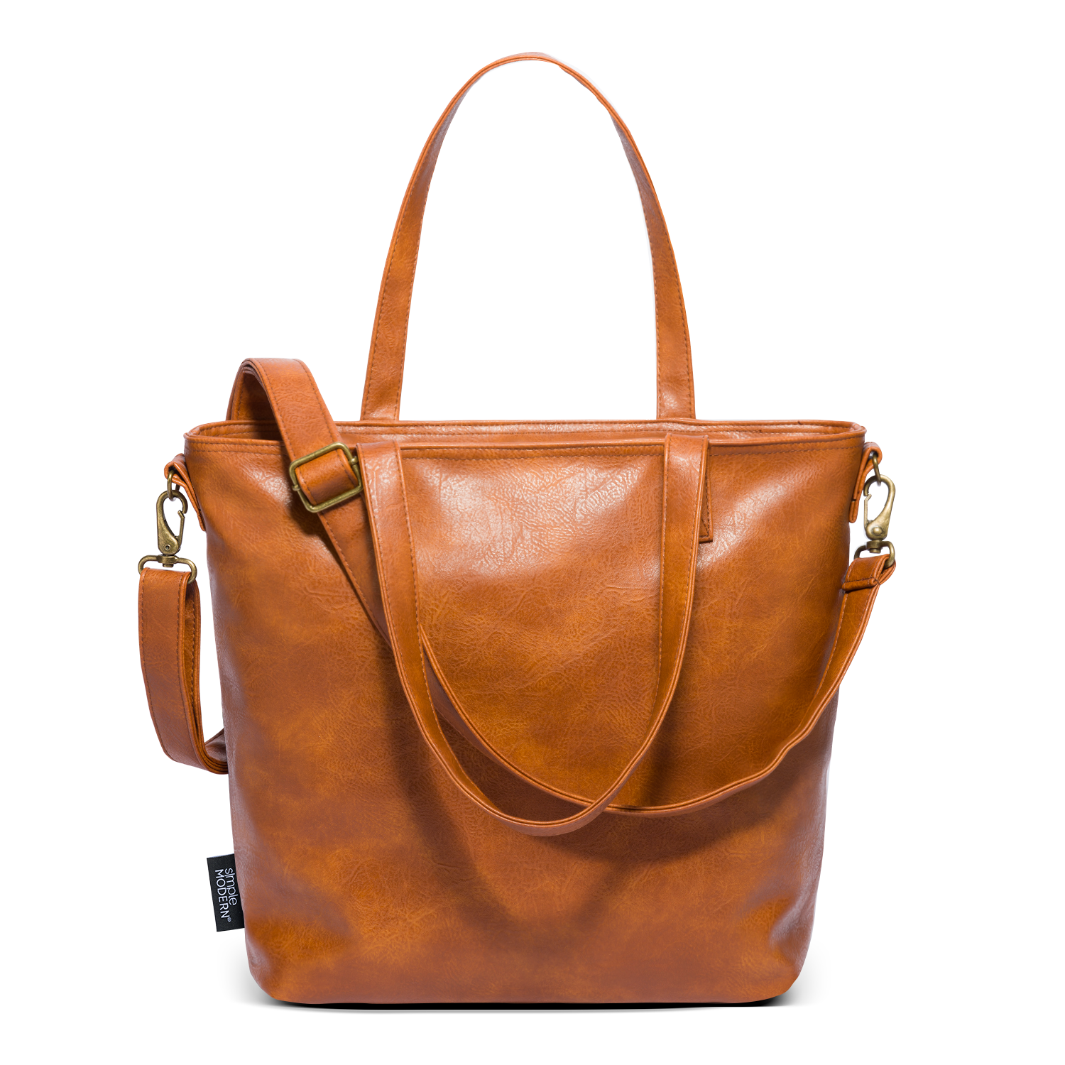 Faux leather tote 2025 bag with zipper