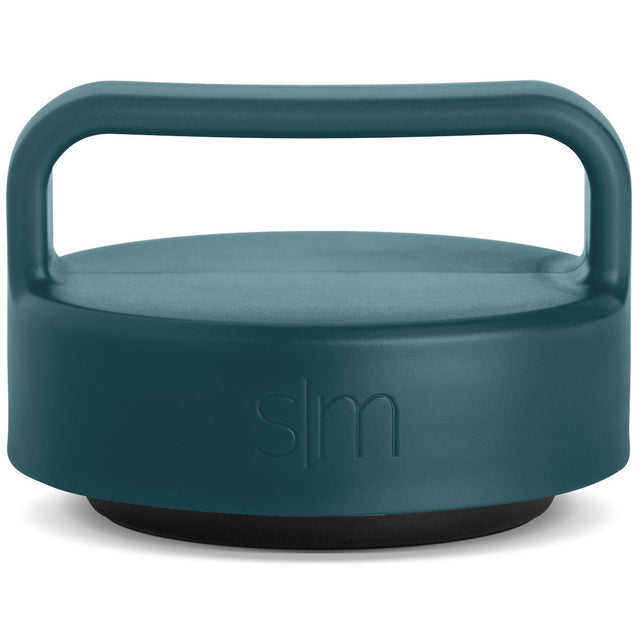 Muted teal jar lid with dark charcoal base against clean white background