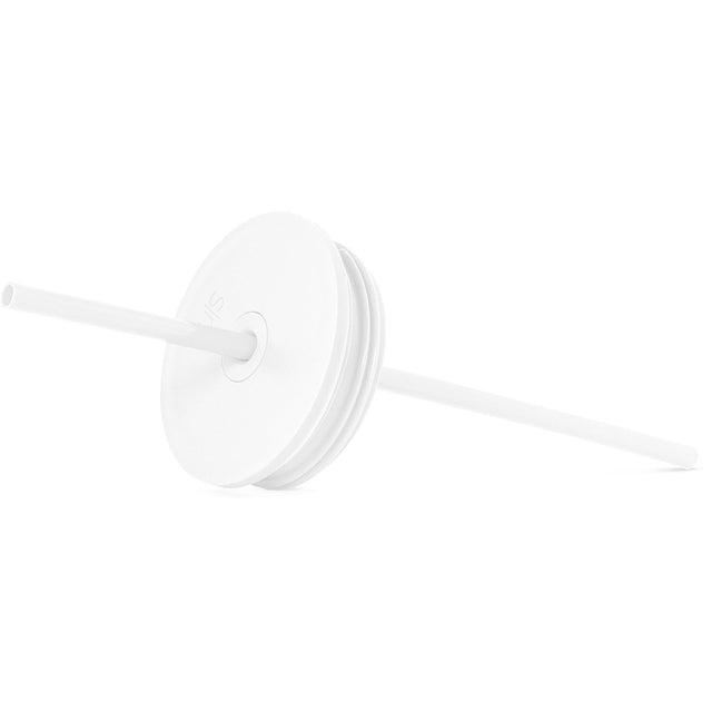 White minimalist product display with off-white and light gray background tones, showing clean product components in neutral colors against a simple, uncluttered backdrop.