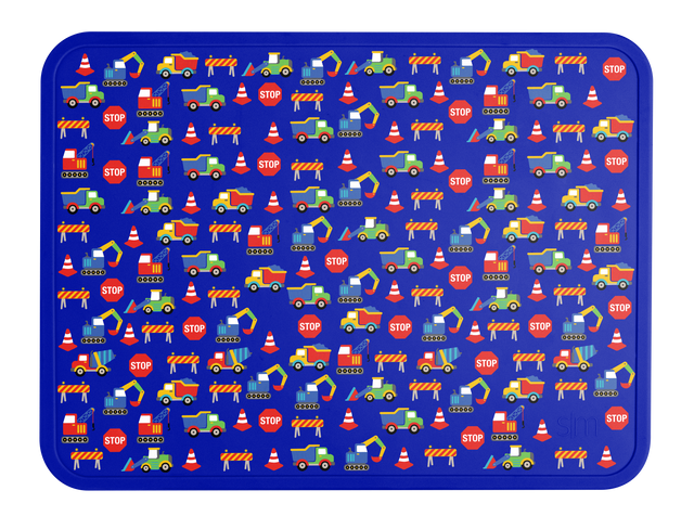 Colorful graphic with vibrant blue background and bright red, golden yellow, lime green, and orange accents