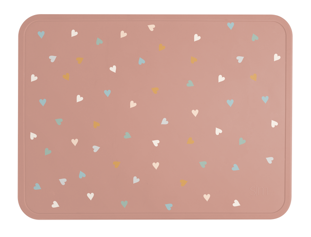 Pink heart pattern mouse pad with soft white, pale blue, and mint green accents