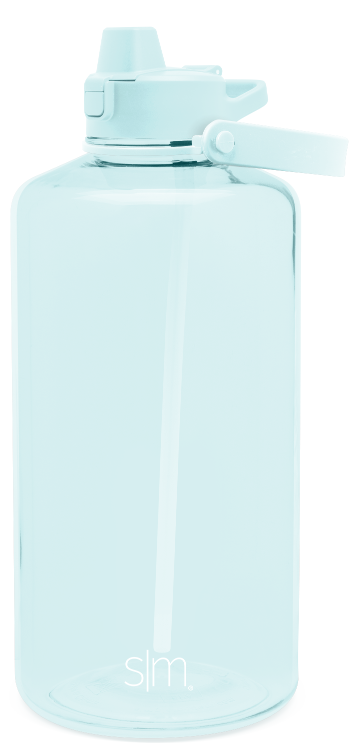 128 oz water glass bottle with straw and timer Plastic Summit With Simple Flip Silicone Straw Lid – Simple Modern