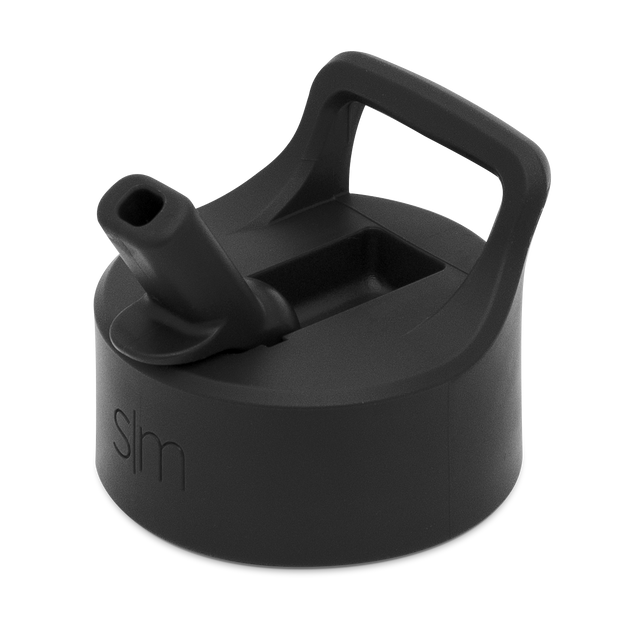 Matte black straw lid with charcoal finish displayed against white background