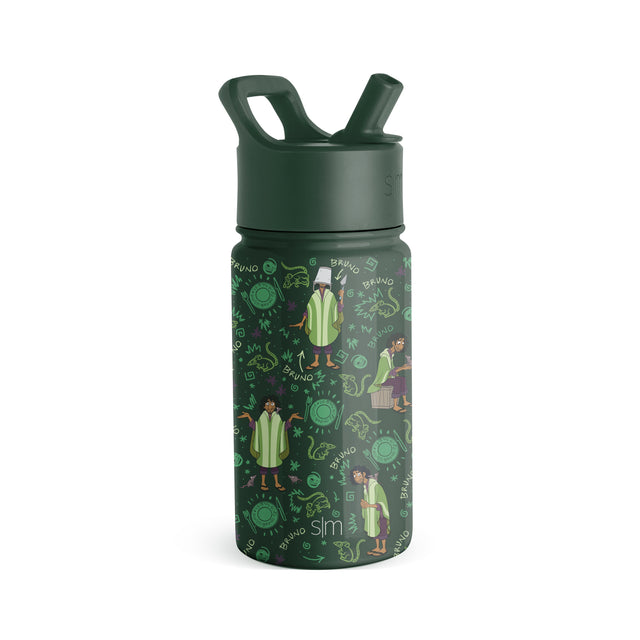 Forest green and charcoal water bottle with deep green cap and lid, featuring a color-blocked design with green upper section and dark charcoal lower body.