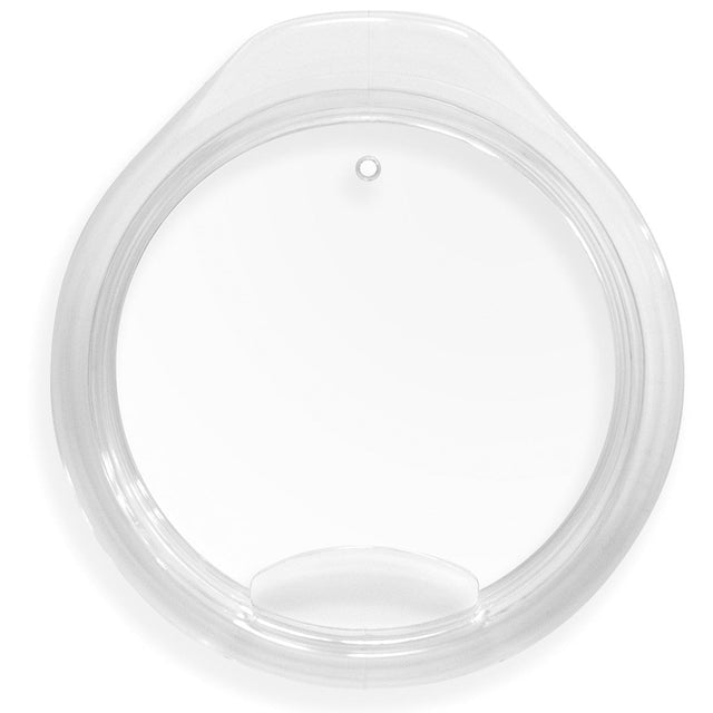 Clear plastic lid with frosted finish and light gray tones, featuring subtle shadows and highlights on translucent white material.
